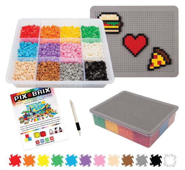 Pix Brix Pixel Art Puzzle Bricks – 6,000 Piece Pixel Art Container, 12 Col