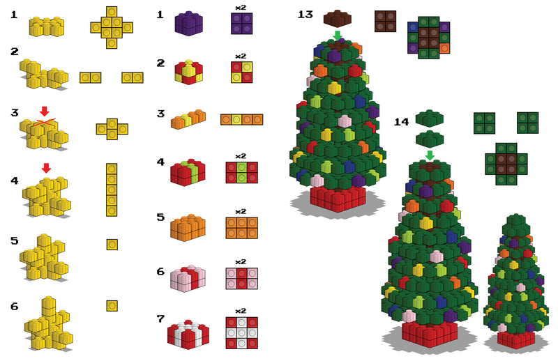 Instructions for 3D Christmas Tree Pixel Puzzle