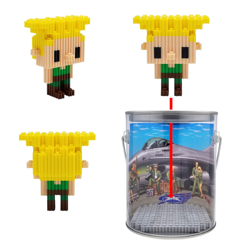 Guile Street Fighter 3D Mini Pixel Fighter With Display Case