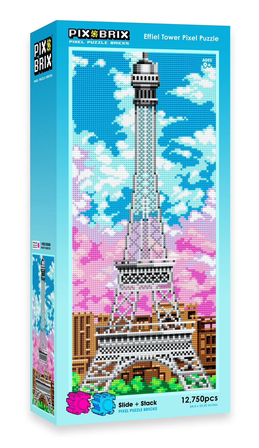 Eiffel Tower Pixel Puzzle: 12,750-Piece 3D Building Set