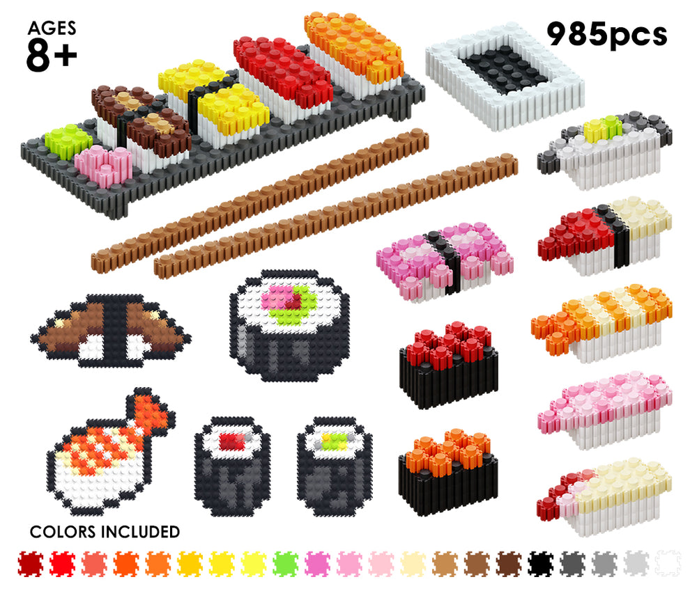 PIXUS 340XL2個・341XL3個　計5個セット 2D & 3D Pixel Sushi Kit | Pix Brix Food Bottle Set