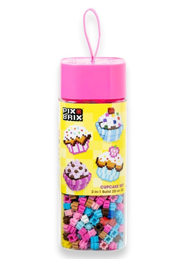 Pix Brix Food Bottle – Cupcakes Set | Build Sweet Pixel Cupcakes in 2D & 3D