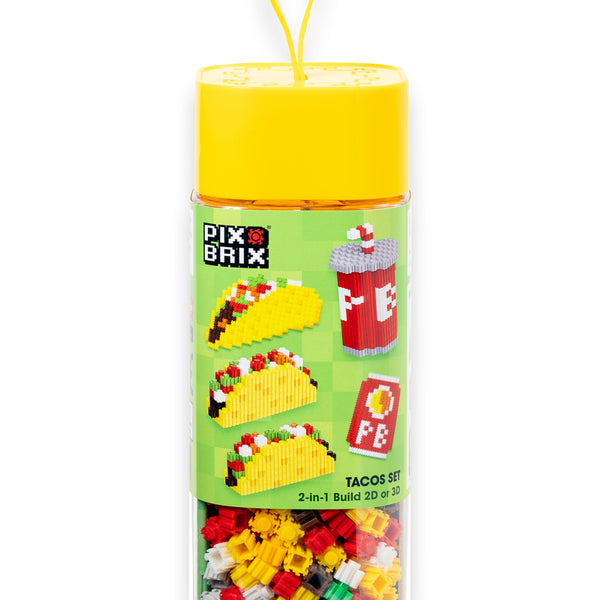 2D & 3D Pixel Tacos Kit | Pix Brix Food Bottle Set