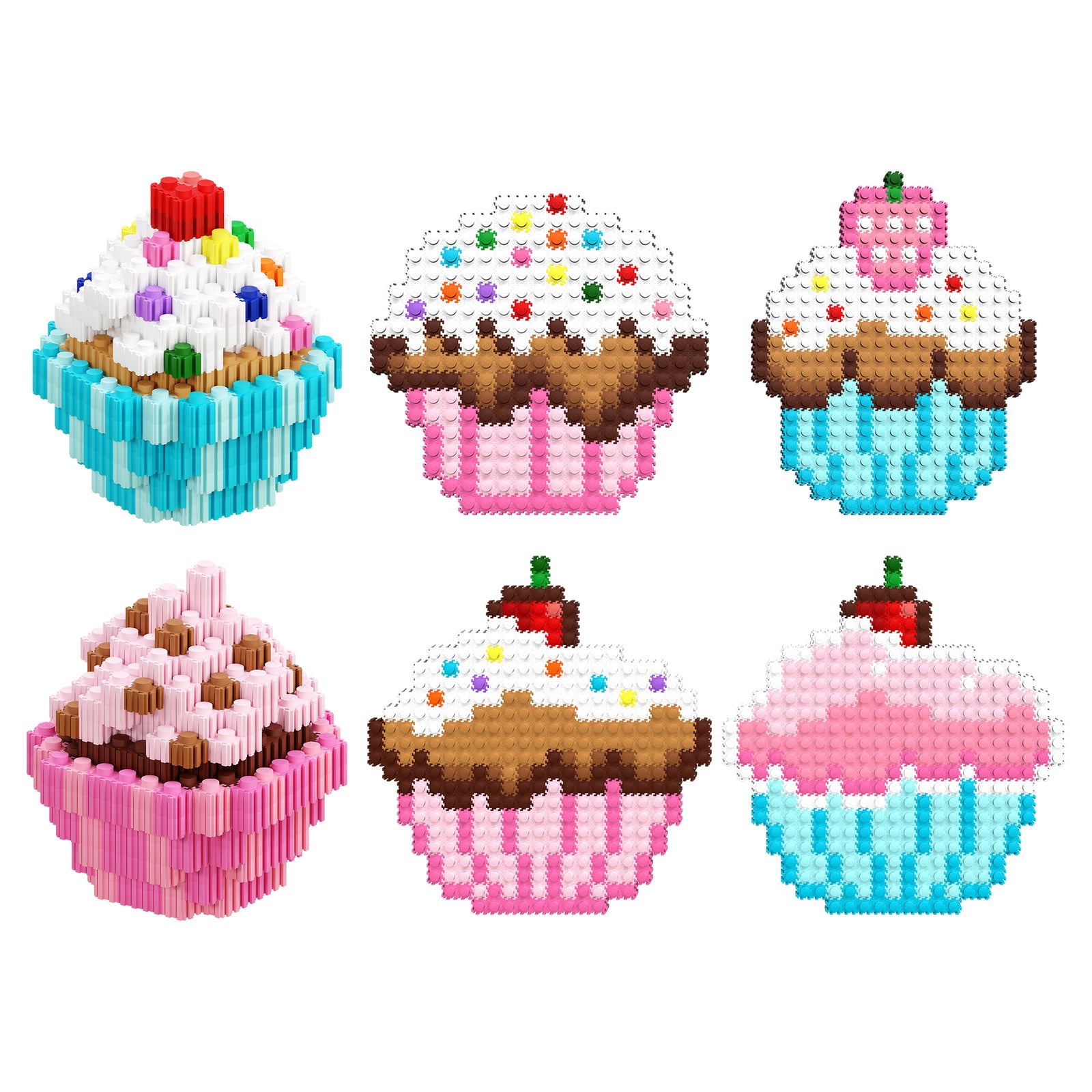 2D & 3D Pixel Cupcakes: Pix Brix Food Bottle Set