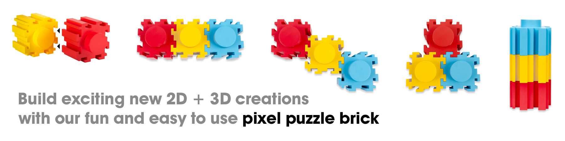 Build exciting new 2D and 3D creations with our fun and easy to use pixel puzzle brick