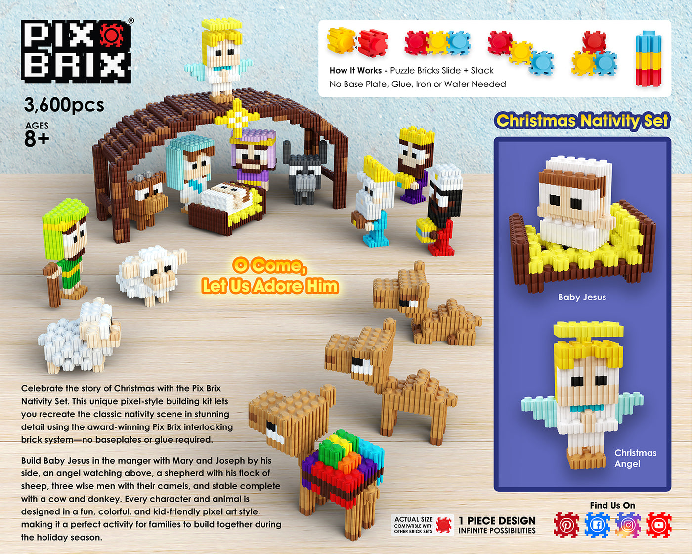Pixel Puzzle Nativity Set | Christmas Craft