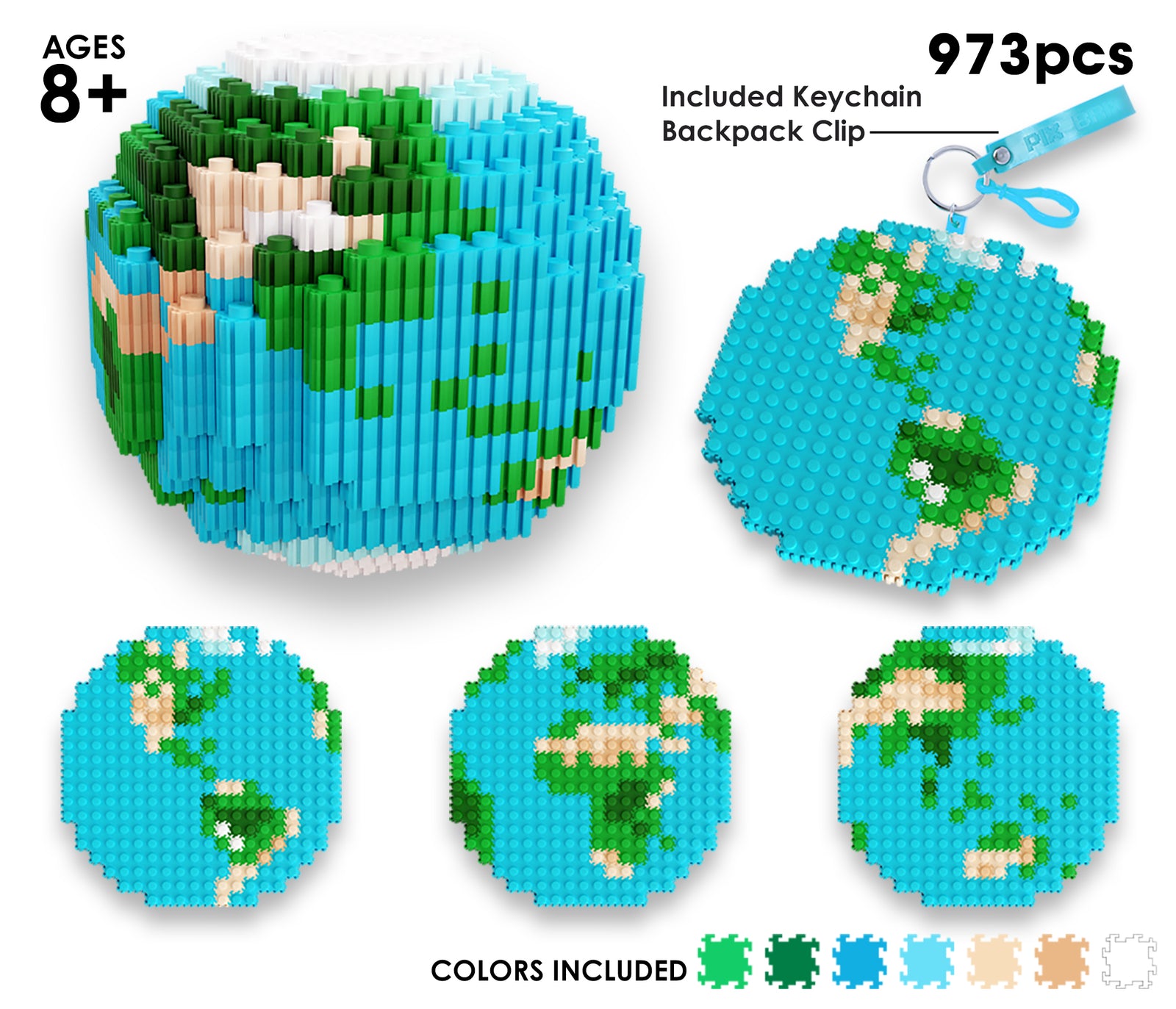 Earth Pixel Puzzle | 2D And 3D Globe Pixel Kit