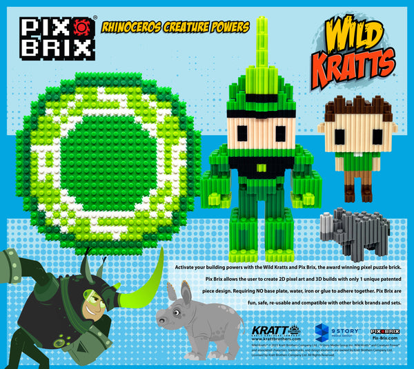 Pix Brix Wild Kratts Chris Rhinoceros Creature Powers Kit