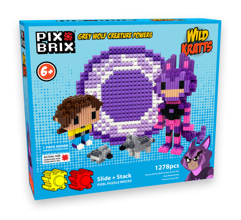 Pix Brix Wild Kratts Aviva Grey Wolf Creature Powers Kit