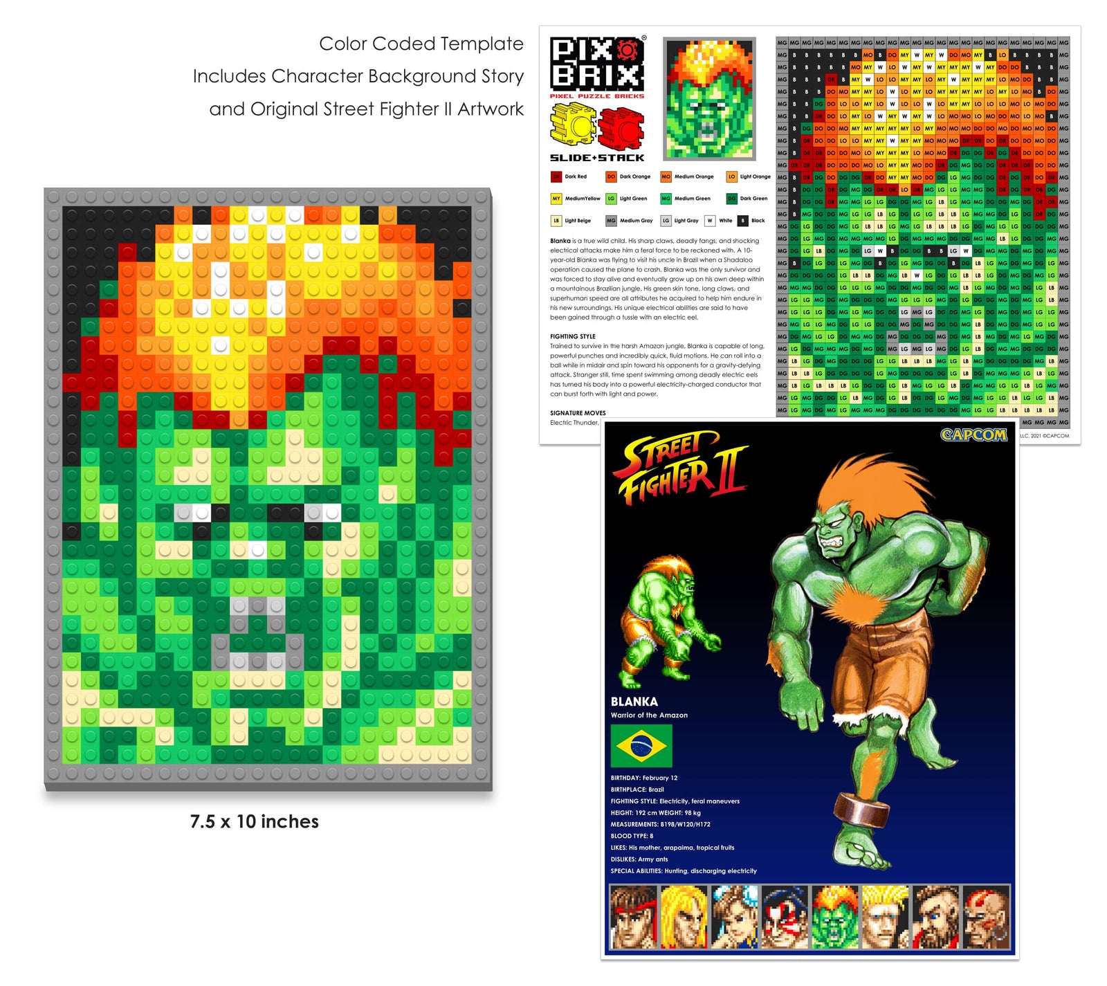 Street Fighter® Blanka Pixel Puzzle Build Set