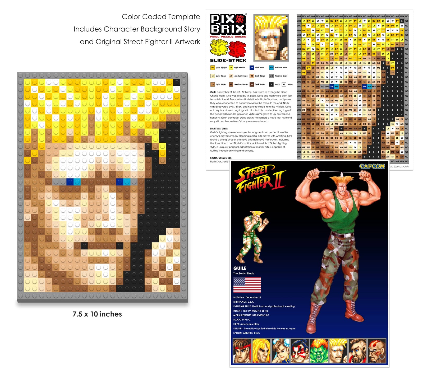Street Fighter® Guile Pixel Puzzle Build Set