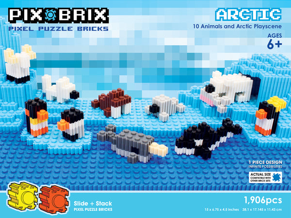 pix brix - wild kratts pixel art kit - bengal tiger, 450 pieces - patented  slide + stack pixel puzzle building bricks, build