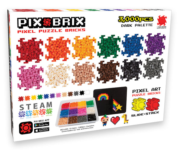 Creative QT creative qt pixel bricks mosaic kit: 1600 1x1 building bricks  in 8 new bright colors - nano blocks art set for adults/stem to