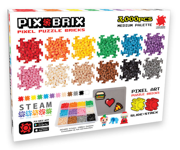 Pix Brix Pixel Art Puzzle Bricks, Black and White Bulk Brix - 1,500 Pieces  (1,000 Black, 500 White) - Interlocking Building Bricks, Create 2D and 3D