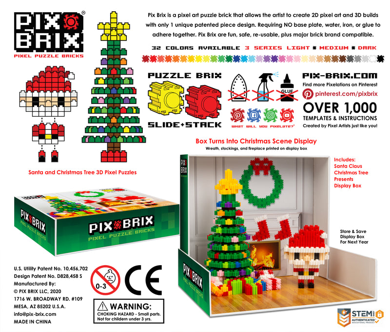 Back of box of Christmas Pixel Puzzle Diorama