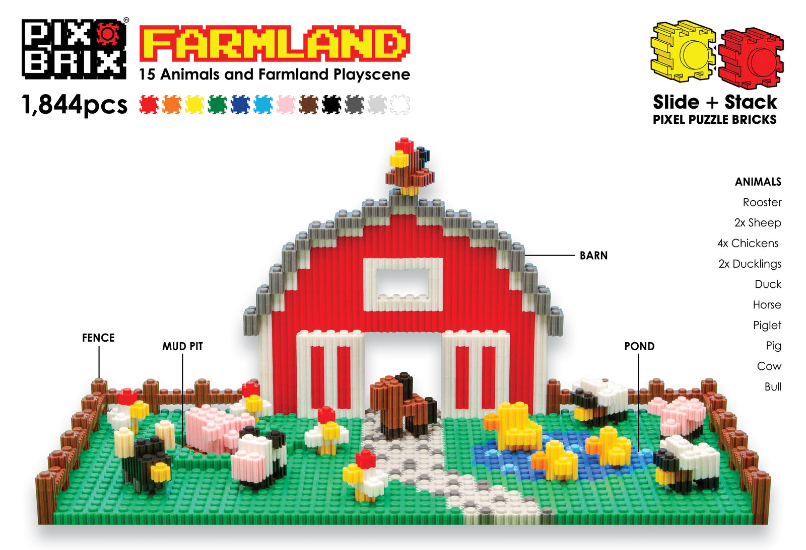 Farmland Set – Fun Pixel Art Building Kit for Animal Lovers