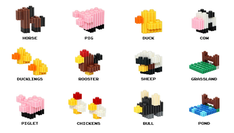 Farmland Animal Pixel Puzzle Bricks