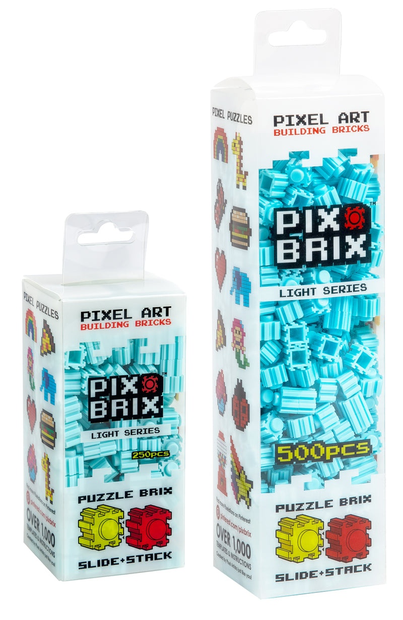 Light Blue Pixel Puzzle Pieces in 250 or 500 pieces.