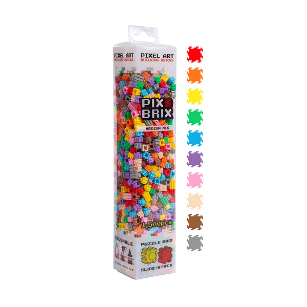 Pix Brix Pixel Art Puzzle Bricks Bundle - 4,500 Piece Pixel Art Kit, Mixed  32 Color Palette (Light, Medium, Dark) - Interlocking Building Bricks