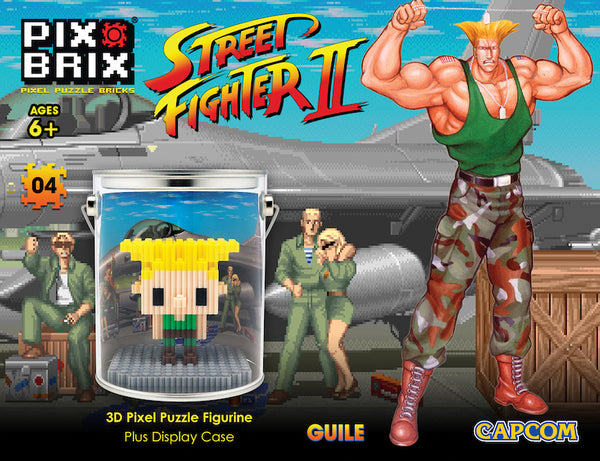Guile Street Fighter 3D Mini Pixel Fighter With Display Case