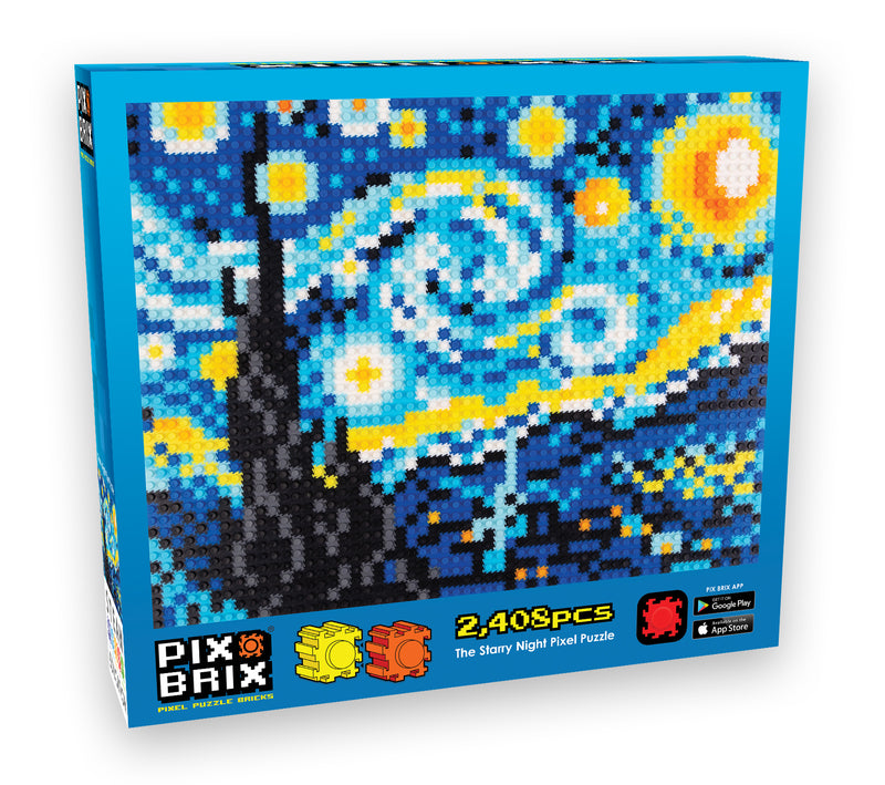 Pix Brix Pixel Art Puzzle Bricks – Starry Night Pixel Puzzle – Patented Colorf